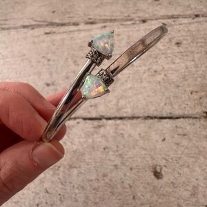 Vintage Sterling Silver And Double Opal Bracelet